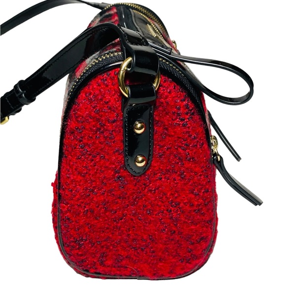 Juicy Couture Baguette Gingham Red Black Buffalo Check Plaid Wool Shoulder Bag - Picture 8 of 10